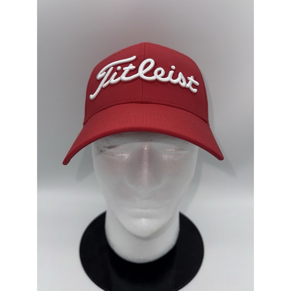 TITLEIST Pro V1 FJ Golf Pro Hat Cap Patch Logo Strapback Adjustable Red NWT NEW